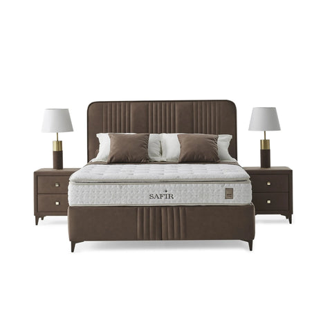 Safir Almina Boxspringbett Set inkl. Matratze – Langlebigkeit und Komfort durch Bonell-Federkern, Baumwolle, Schaumstoff und Thermobond-Fasern für entspannenden Schlaf Schlafsinn