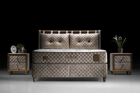 Bambi Bamboo Sleep Boxspringbett-Set H3 Matratze Kopfteil Bettkästen