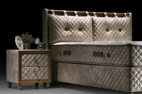 Bambi Bamboo Sleep Boxspringbett-Set H3 Matratze Kopfteil Bettkästen