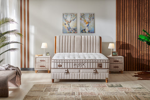 Bambi Kapok Naturel Boxspringbett-Set Naturfasern Taschenfederkern Öko H3