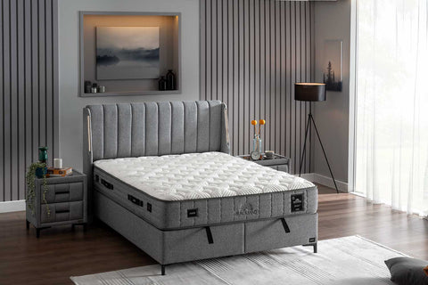 Bambi Boxspringbett Set H4 Blacksand Taschenfederkern 32cm Premium