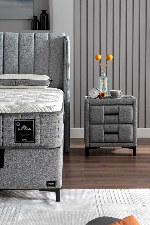 Bambi Boxspringbett Set H4 Blacksand Taschenfederkern 32cm Premium