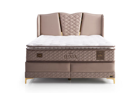 Bambi Luxia Boxspringbett-Set Extra Fest Steinsalz Taschenfederkern 30cm H4-H5