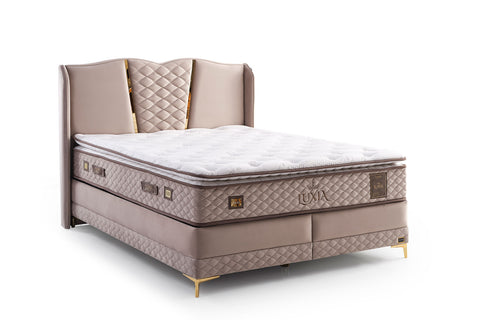 Bambi Luxia Boxspringbett-Set Extra Fest Steinsalz Taschenfederkern 30cm H4-H5