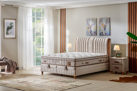 Bambi Kapok Naturel Boxspringbett-Set Naturfasern Taschenfederkern Öko H3